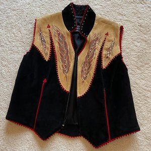 NEW Patty Lewis Western Vest-Black, Brown, and Red